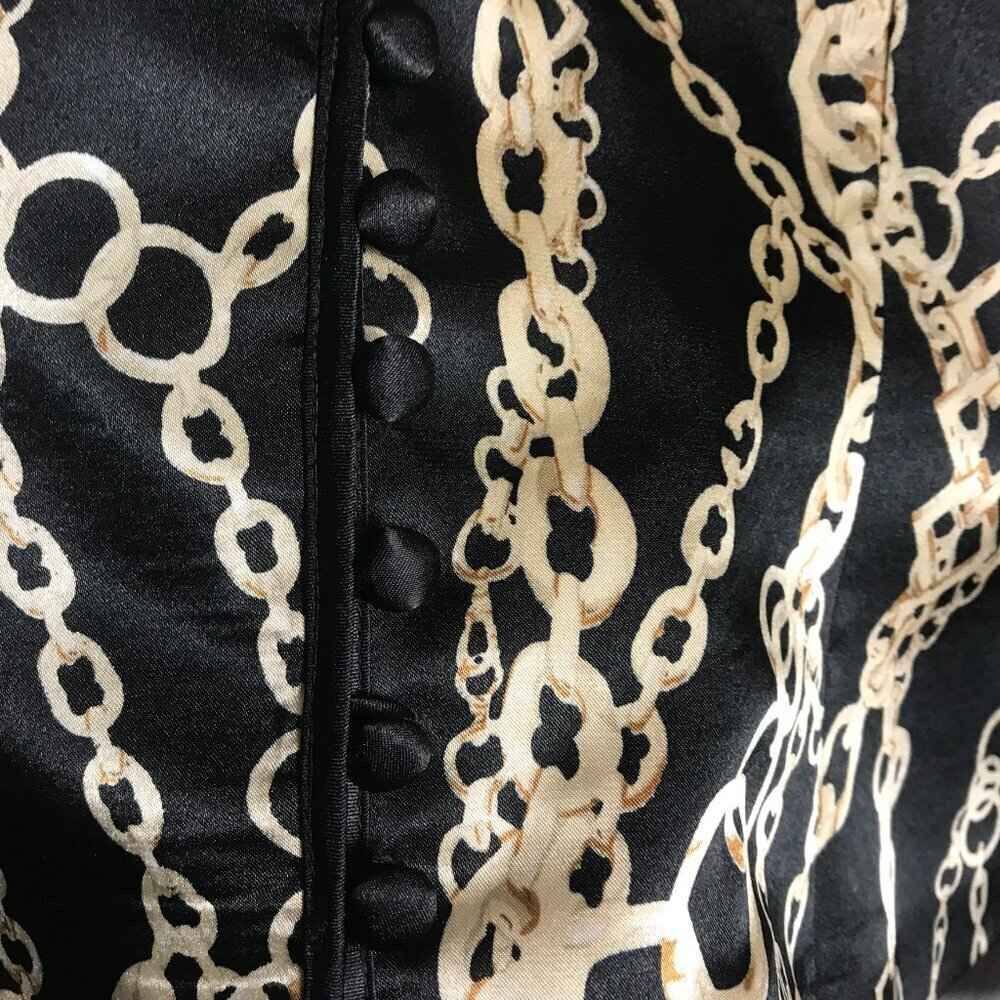 MSK Black Chain Print Button Front V-Neck Blazer Size 14 G23 - Picture 2 of 6